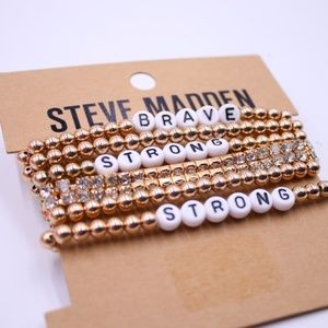 Steve Madden Brave Strong 7 Piece Bracelet Gold Tone
